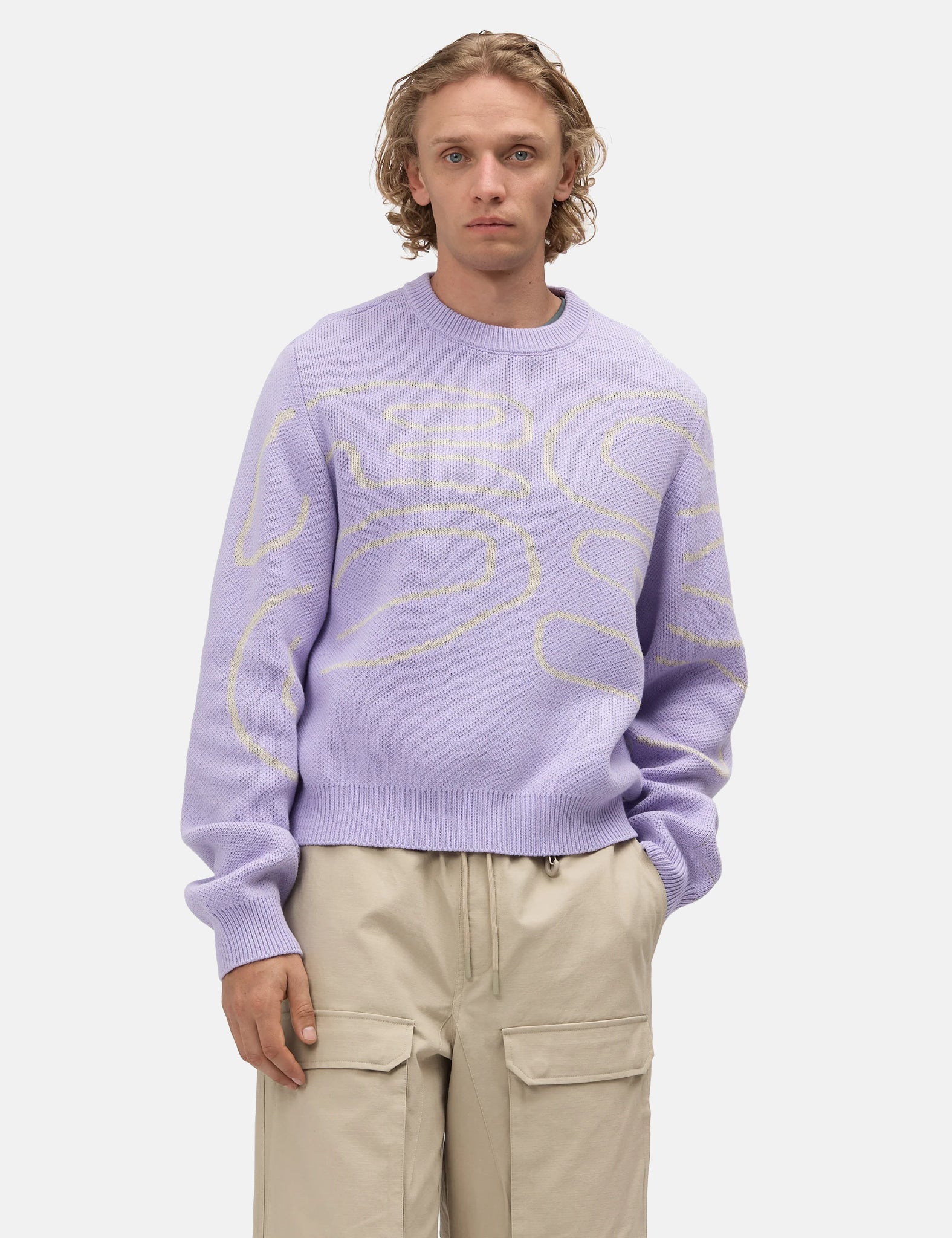 RCOS Stack Logo Knit Sweater - Lavender/Stone | Benchmark.