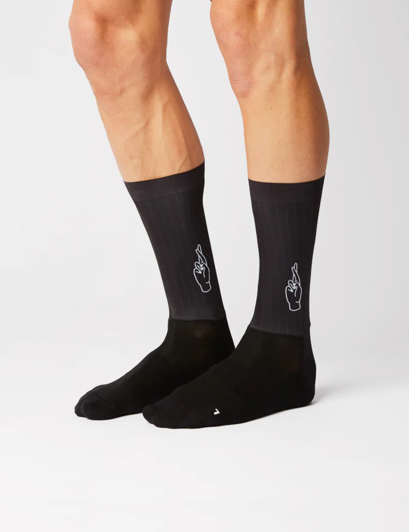 Fingers Crossed Rolling Aero Logo Socks - Black