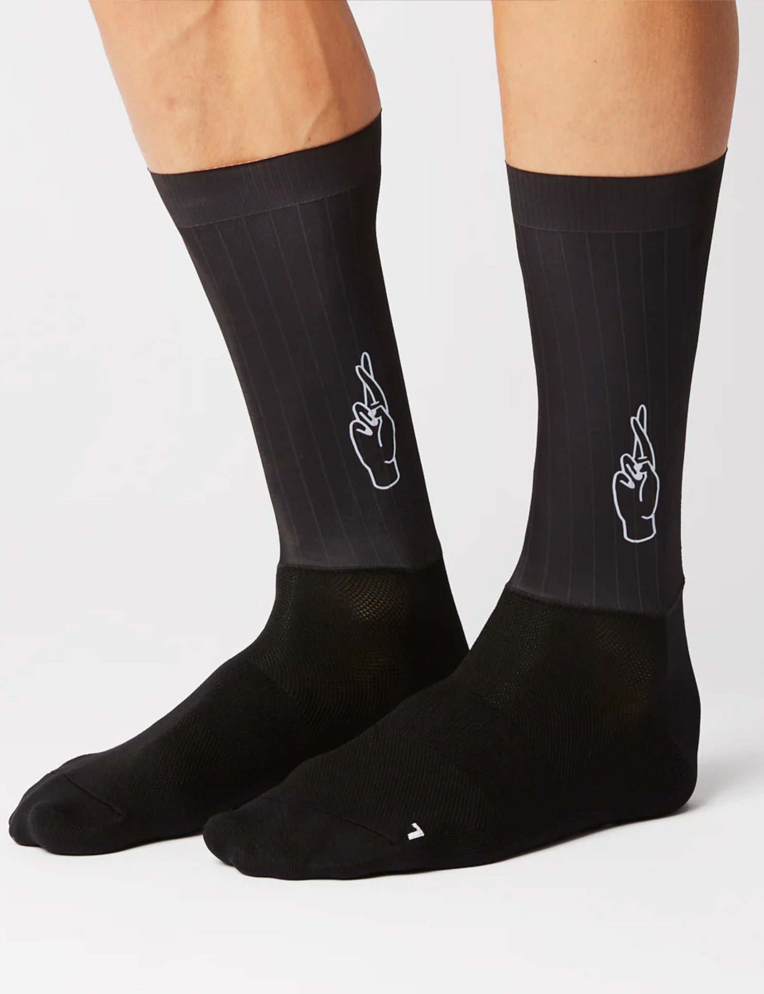 Fingers Crossed Rolling Aero Logo Socks - Black