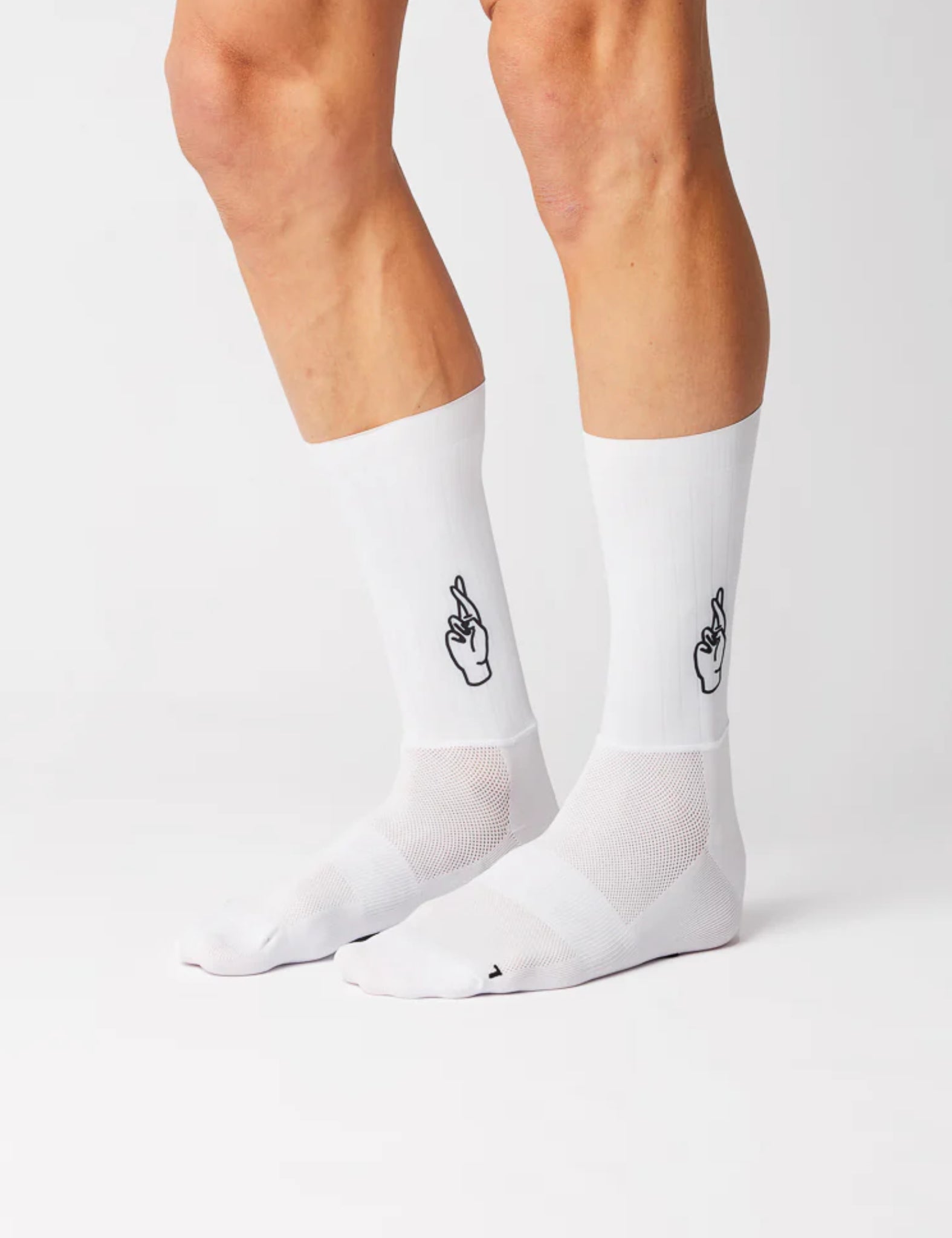 Fingers Crossed Rolling Aero Logo Socks - White