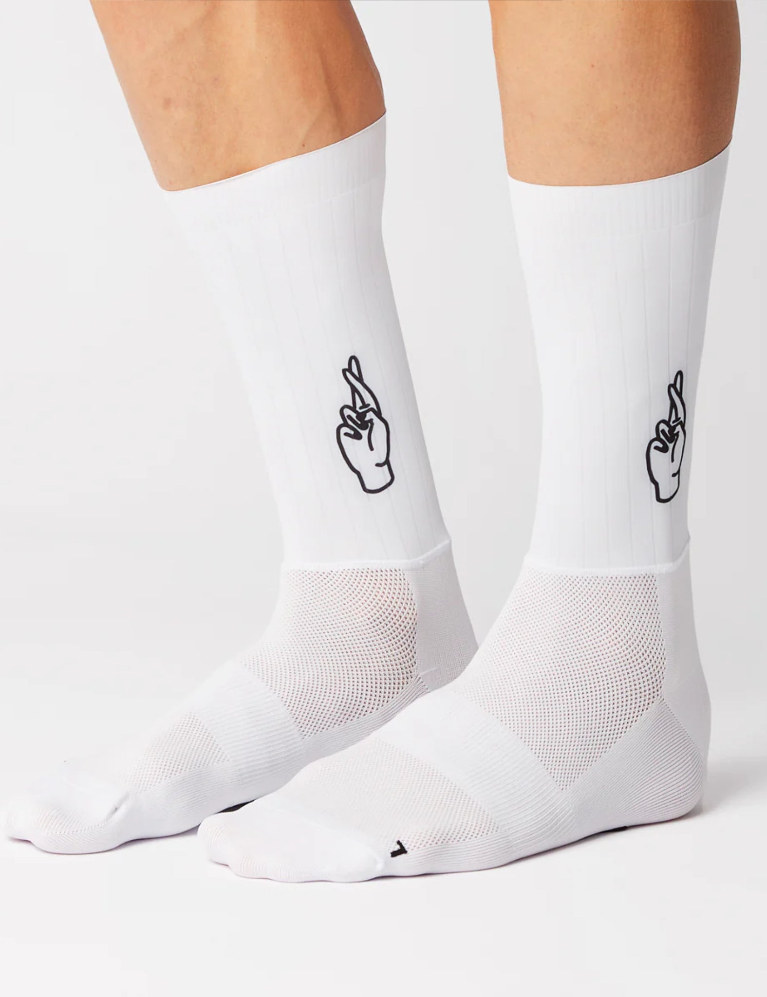 Fingers Crossed Rolling Aero Logo Socks - White