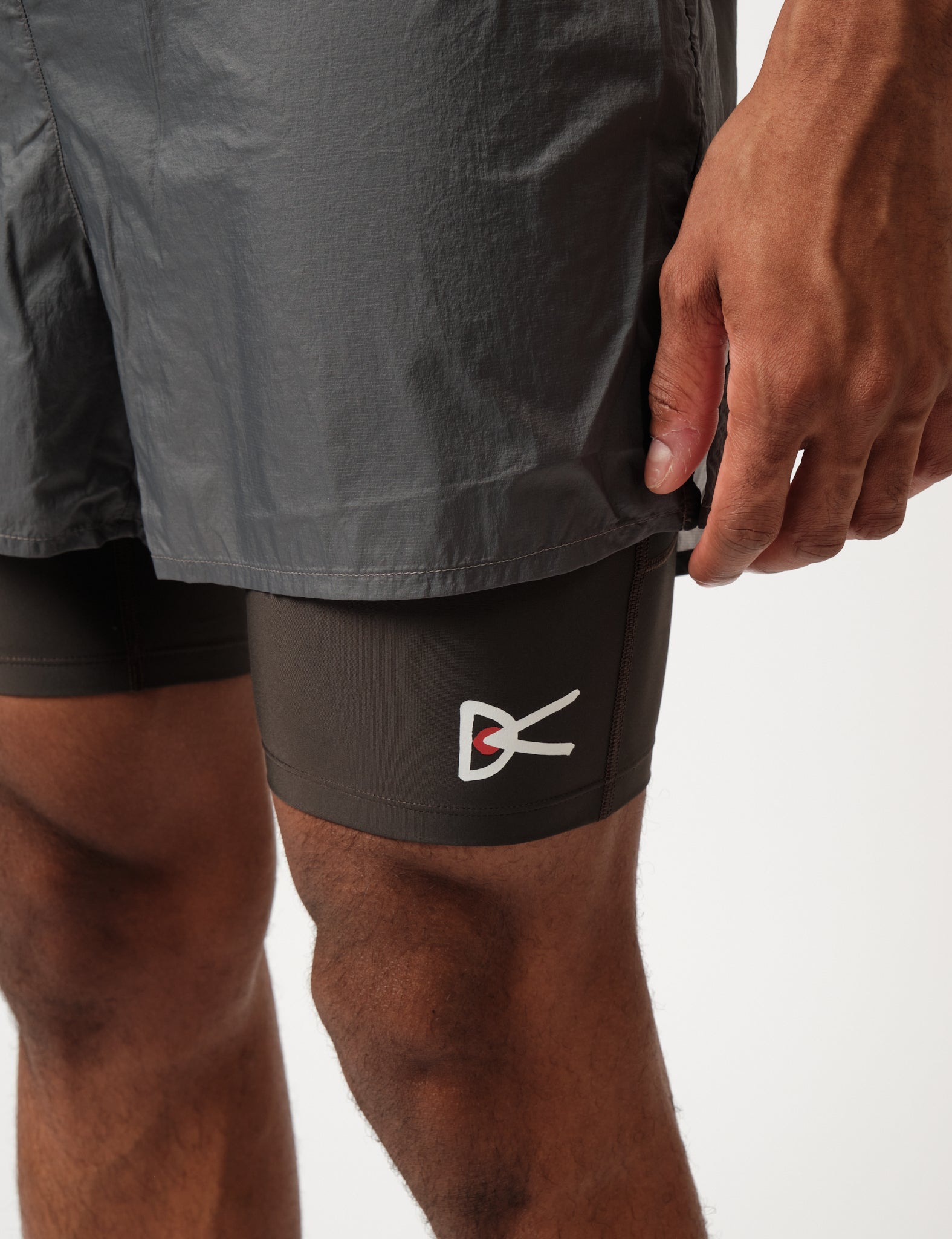 District Vision Ripstop Layered Trail Shorts - Charcoal-Slate Brown
