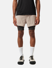 District Vision Layered Pocketed Trail Shorts - Khaki/Slate Brown