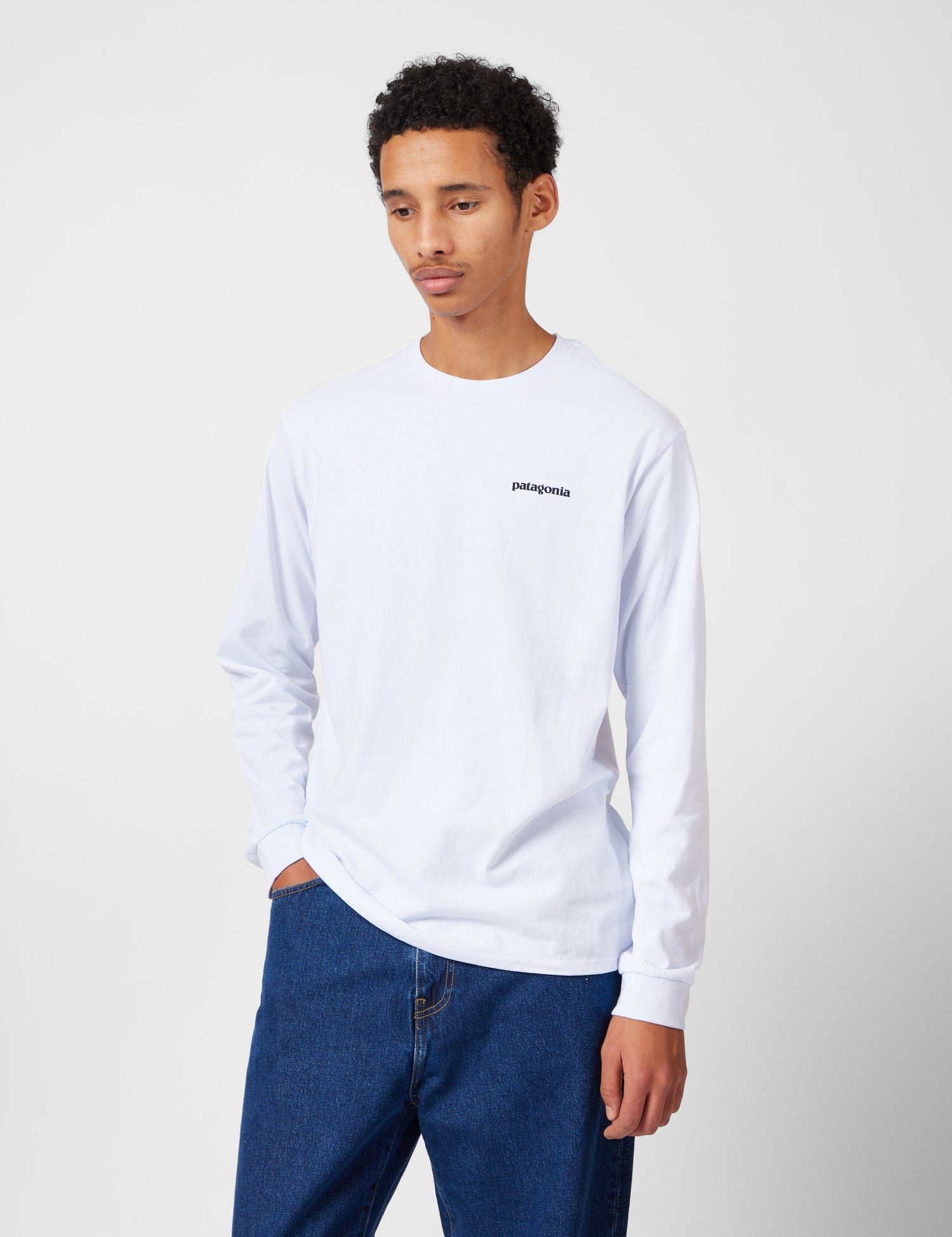 Patagonia P-6 Logo Responsibili-Tee Long Sleeved T-Shirt - White