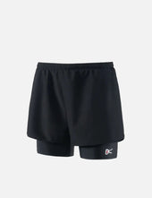 District Vision Womens Layered Trail Shorts - Black-Black