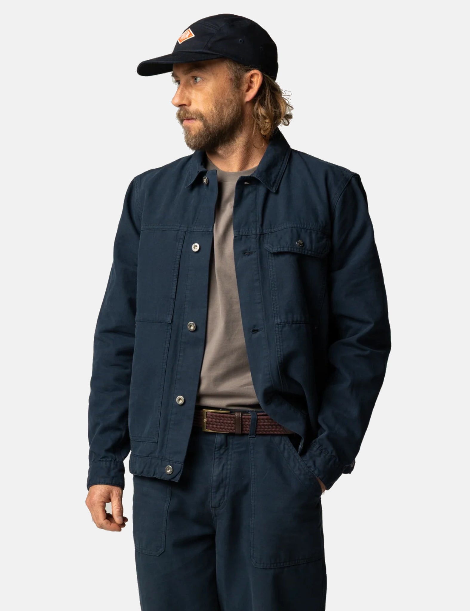 Finisterre Basset Trucker Jacket - Navy Blue