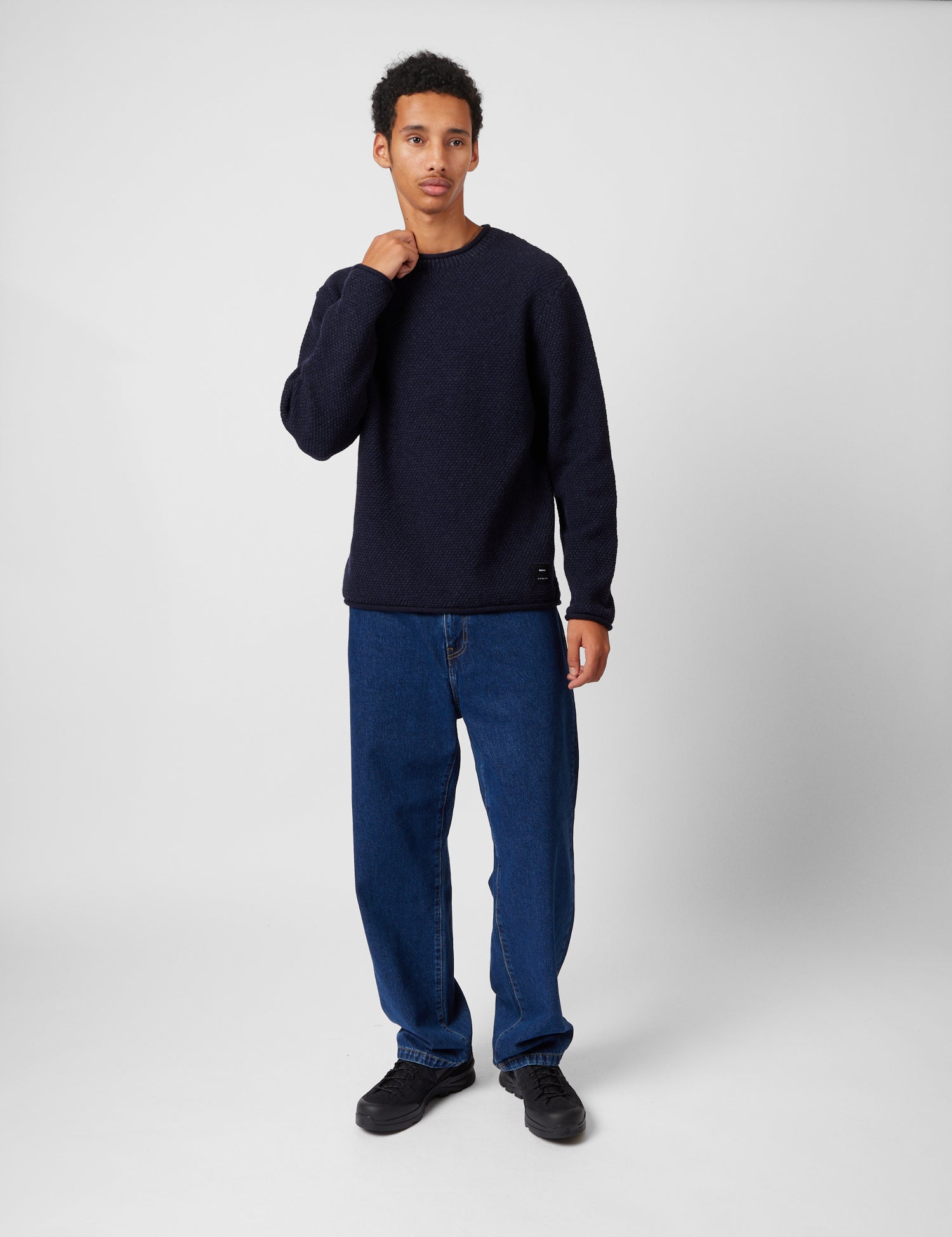 Finisterre Barents Jumper (Wool Mix) - Indigo Blue | Benchmark