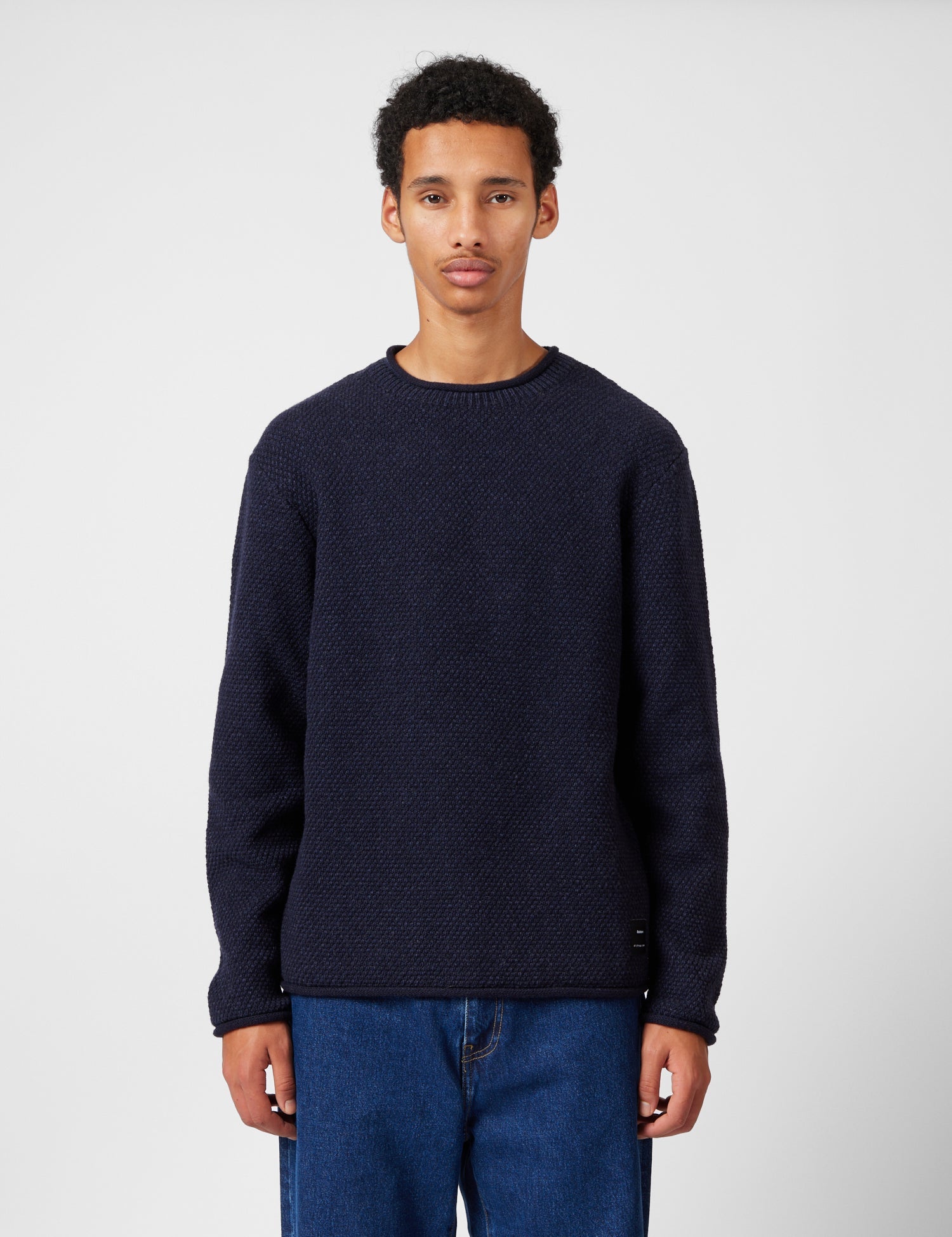 Finisterre Barents Jumper (Wool Mix) - Indigo Blue | Benchmark
