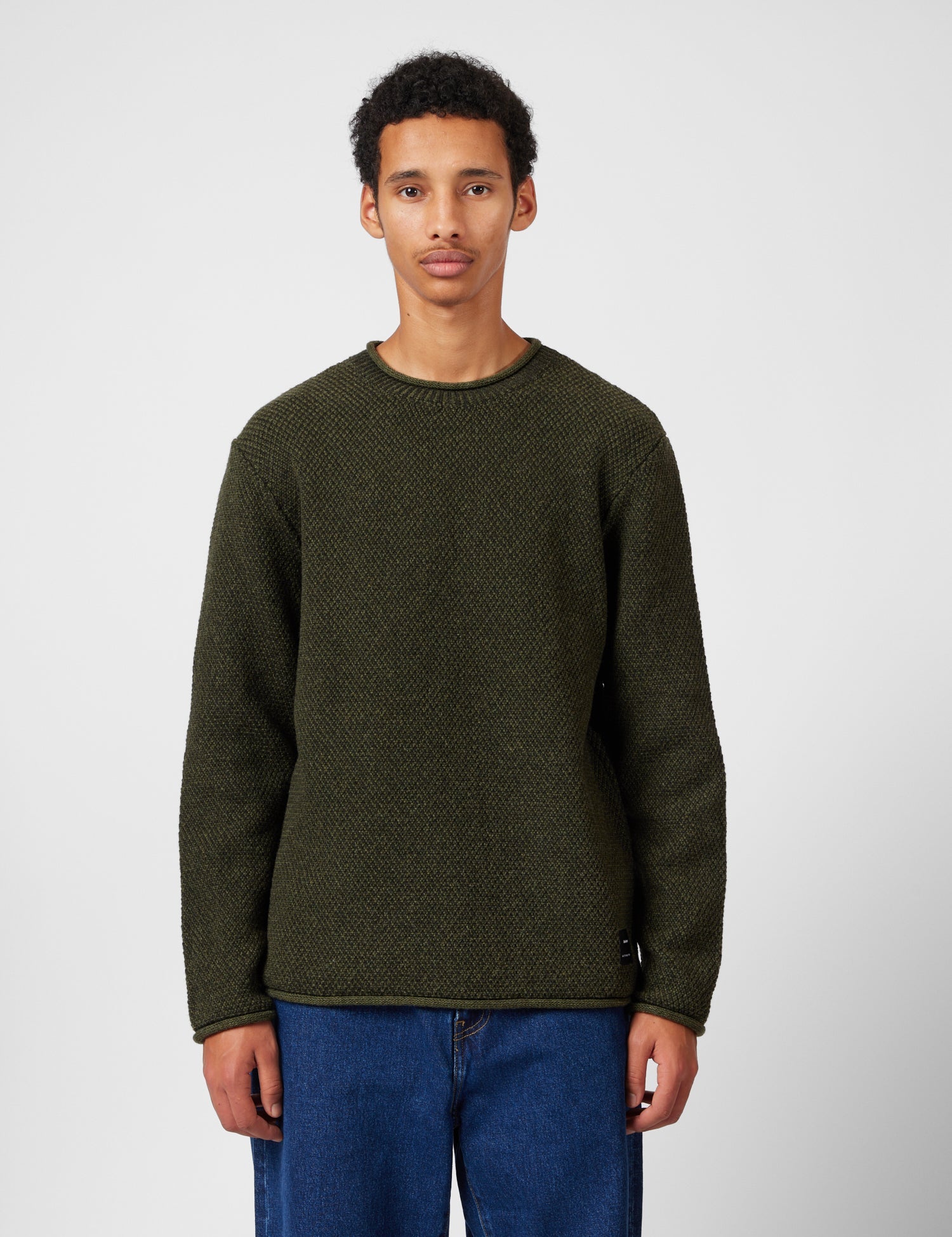 Finisterre Barents Jumper (Wool Mix) - Olive Green