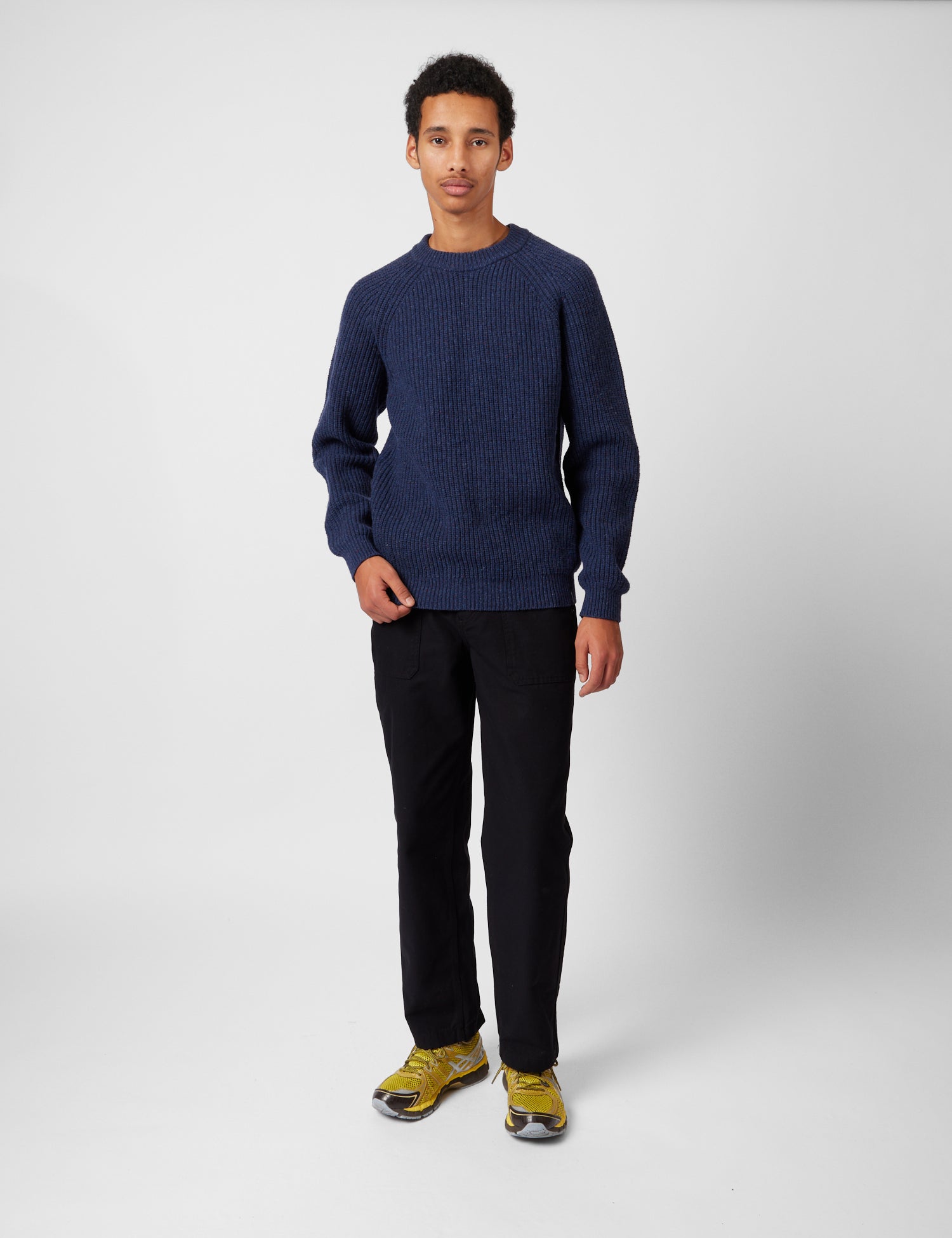 Finisterre Mora Jumper (Wool Mix) - Navy Blue | Benchmark