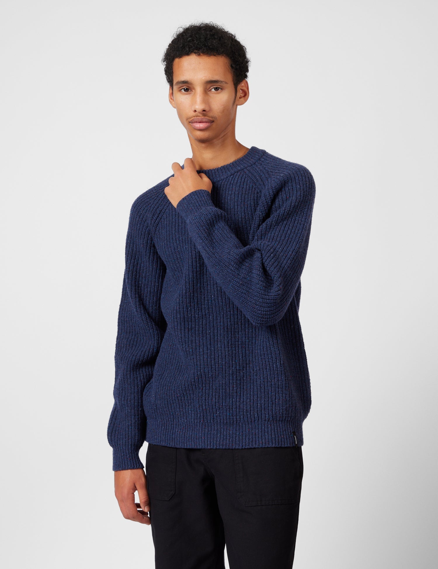 Finisterre Mora Jumper (Wool Mix) - Navy Blue | Benchmark
