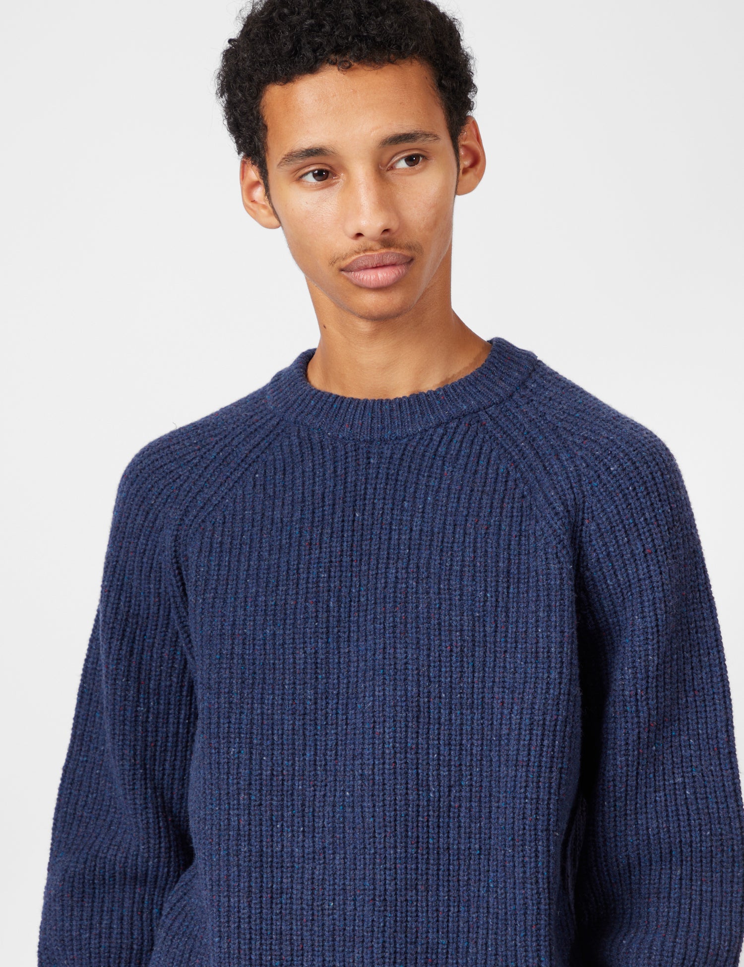 Finisterre Mora Jumper (Wool Mix) - Navy Blue | Benchmark