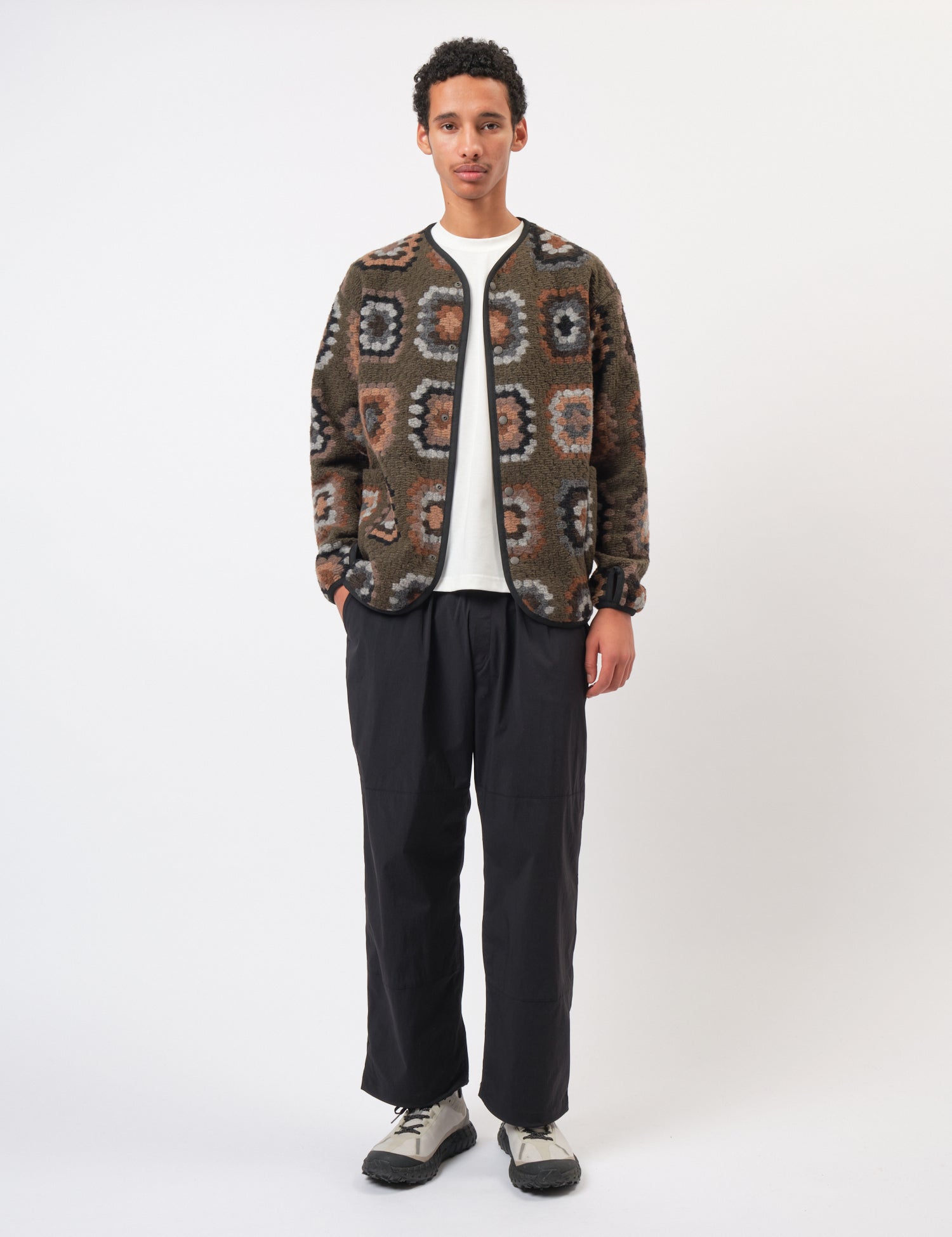Snow Peak Wool Jacquard Cardigan - Olive Green | Benchmark