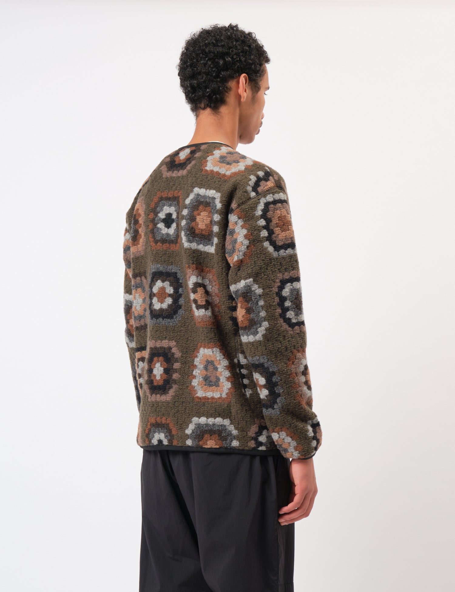 Snow Peak Wool Jacquard Cardigan - Olive Green | Benchmark