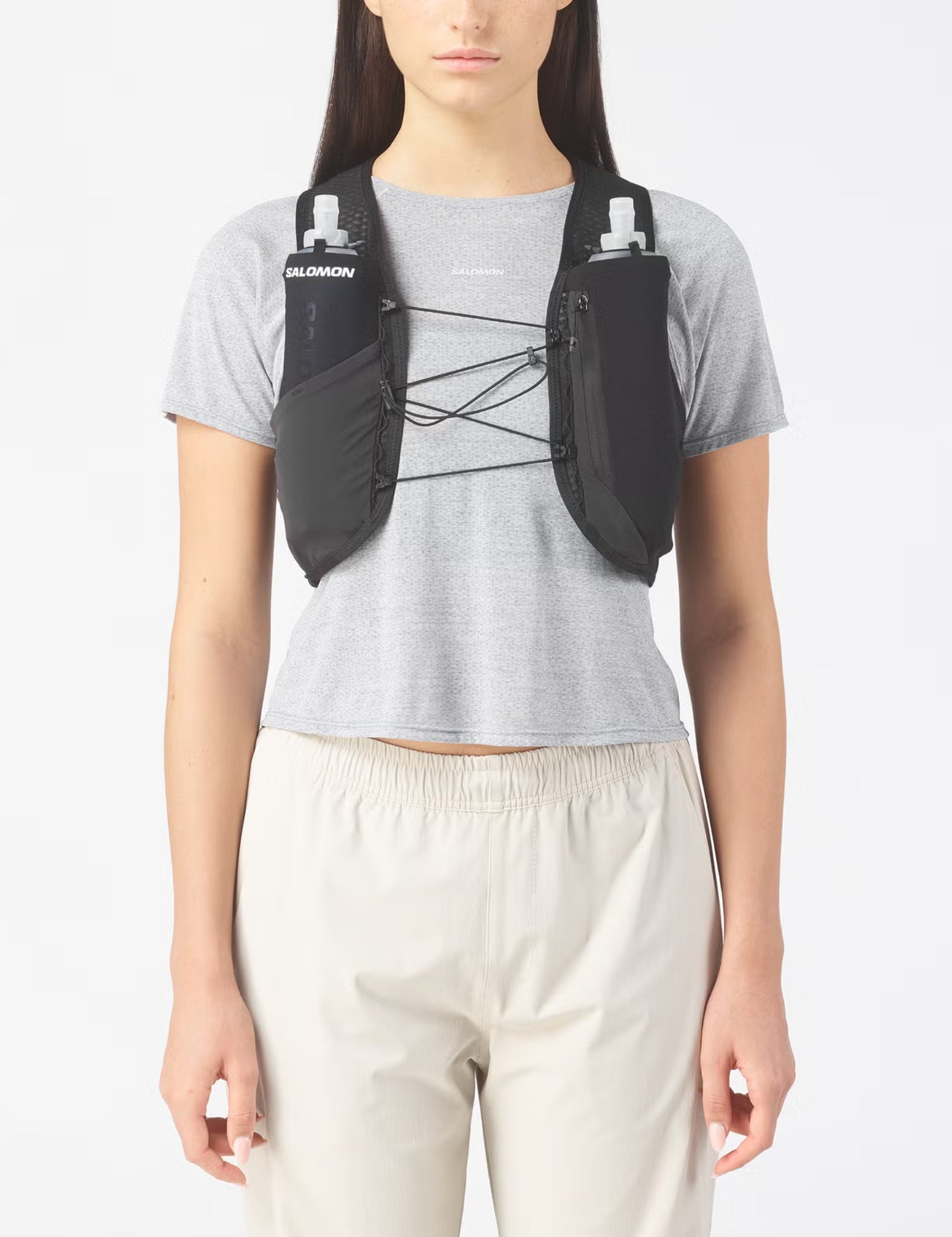 Salomon GRVL Skin 4 Vest w/Flasks (Unisex) - Black/White | Benchmark.