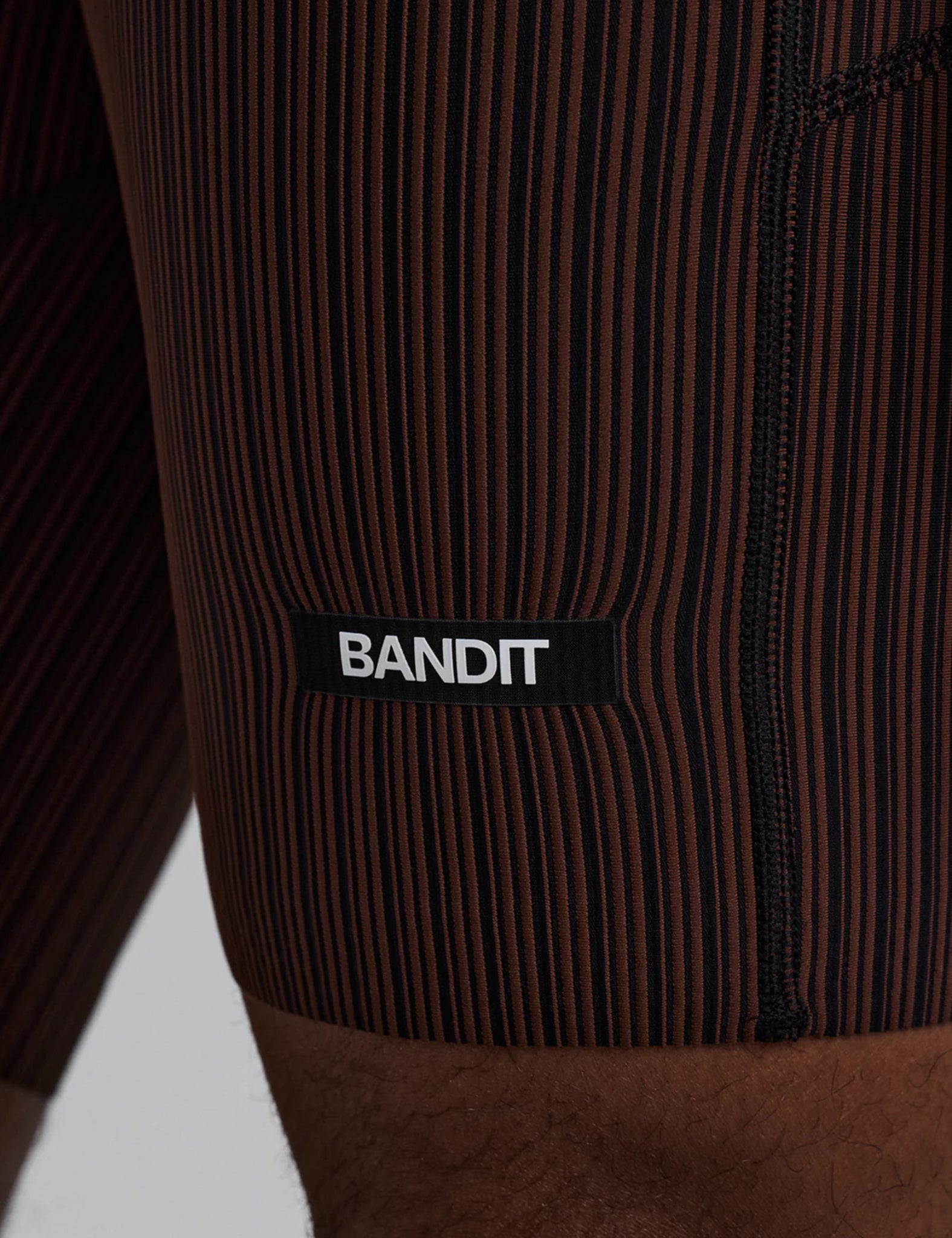 Bandit Men's Striped Cadence™ 7 Pocket Lined Half Tights - Cacao Brown/Black