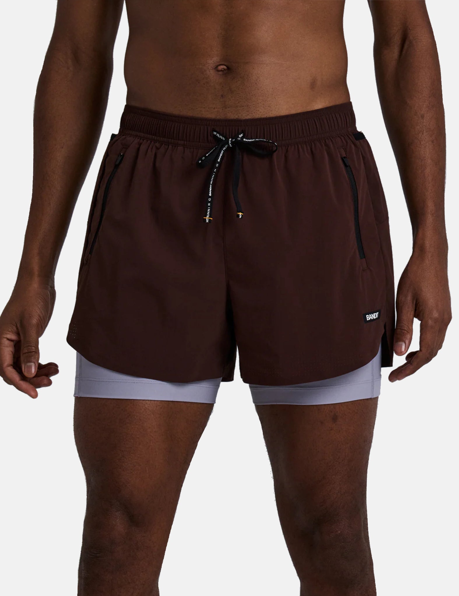 Bandit Men's Vento Next Gen 2-In-1 Run Shorts - Cacao Brown