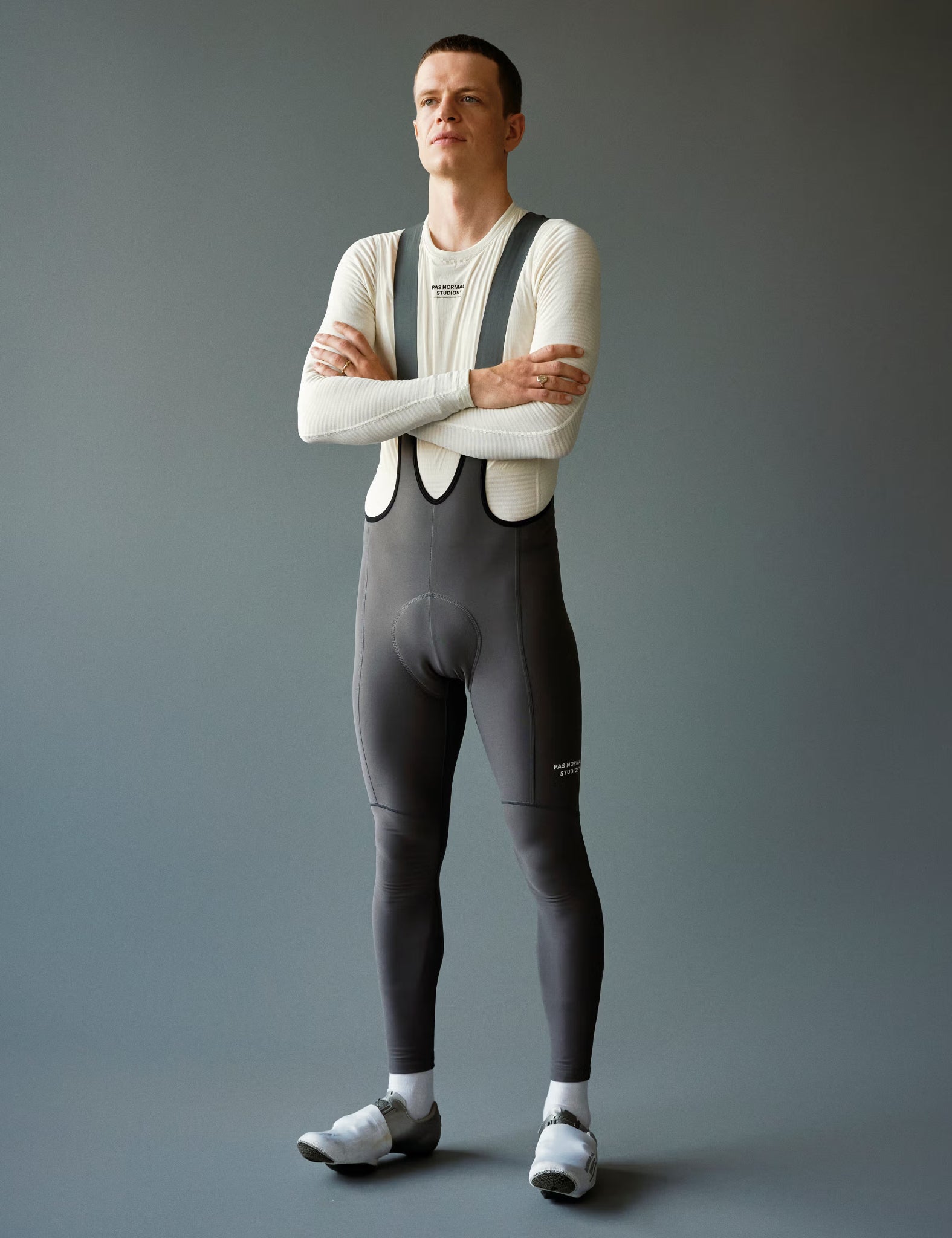 Pas Normal Studios Essential Thermal Long Bib Tights - Stone Grey