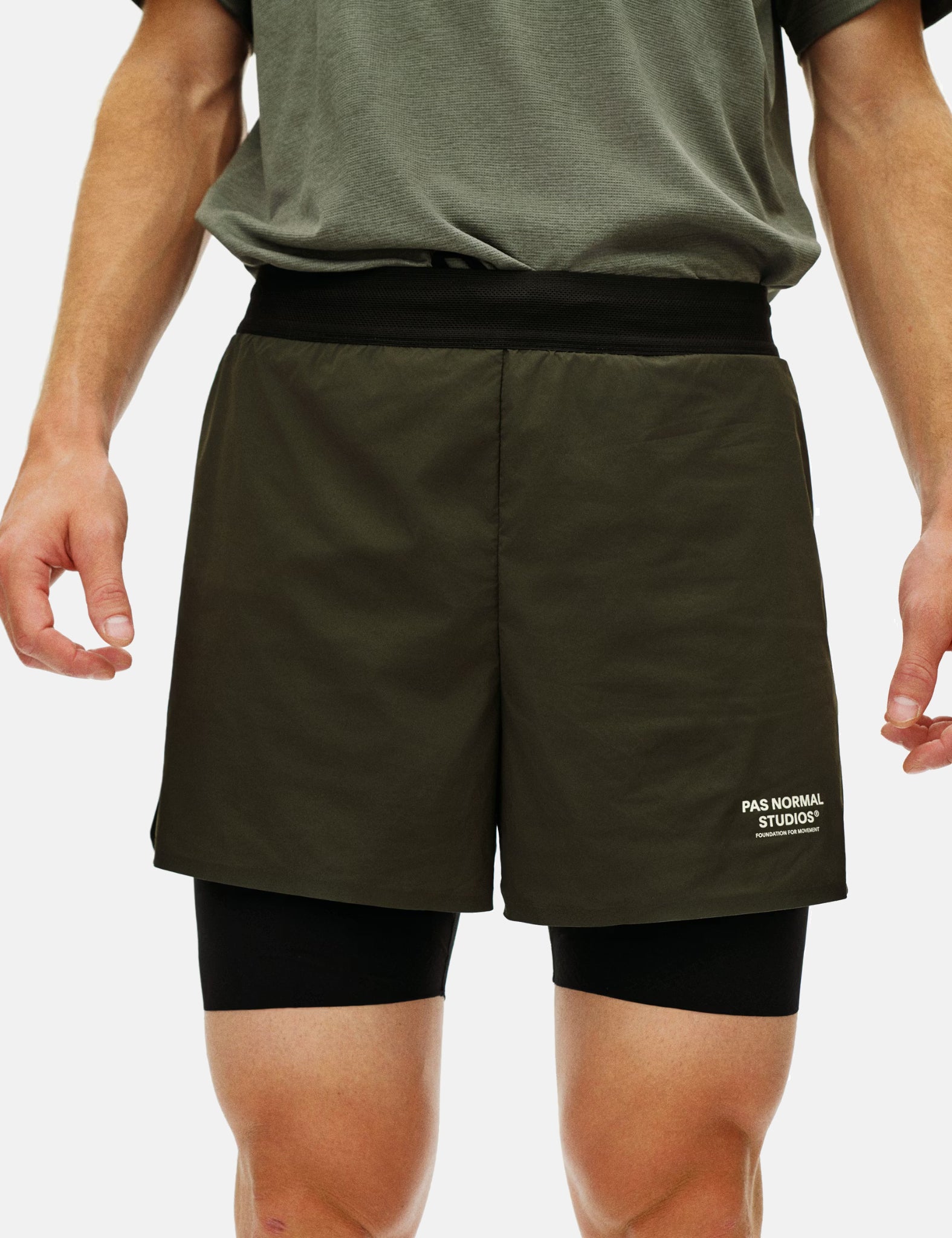 Pas Normal Studios Balance 2-in-1 Shorts - Dark Olive Green