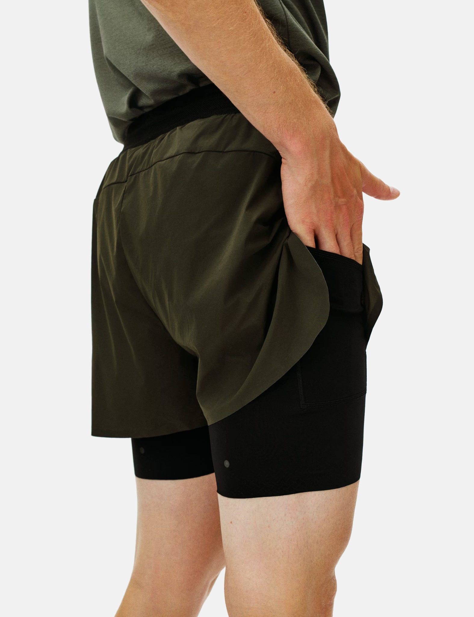 Pas Normal Studios Balance 2-in-1 Shorts - Dark Olive Green