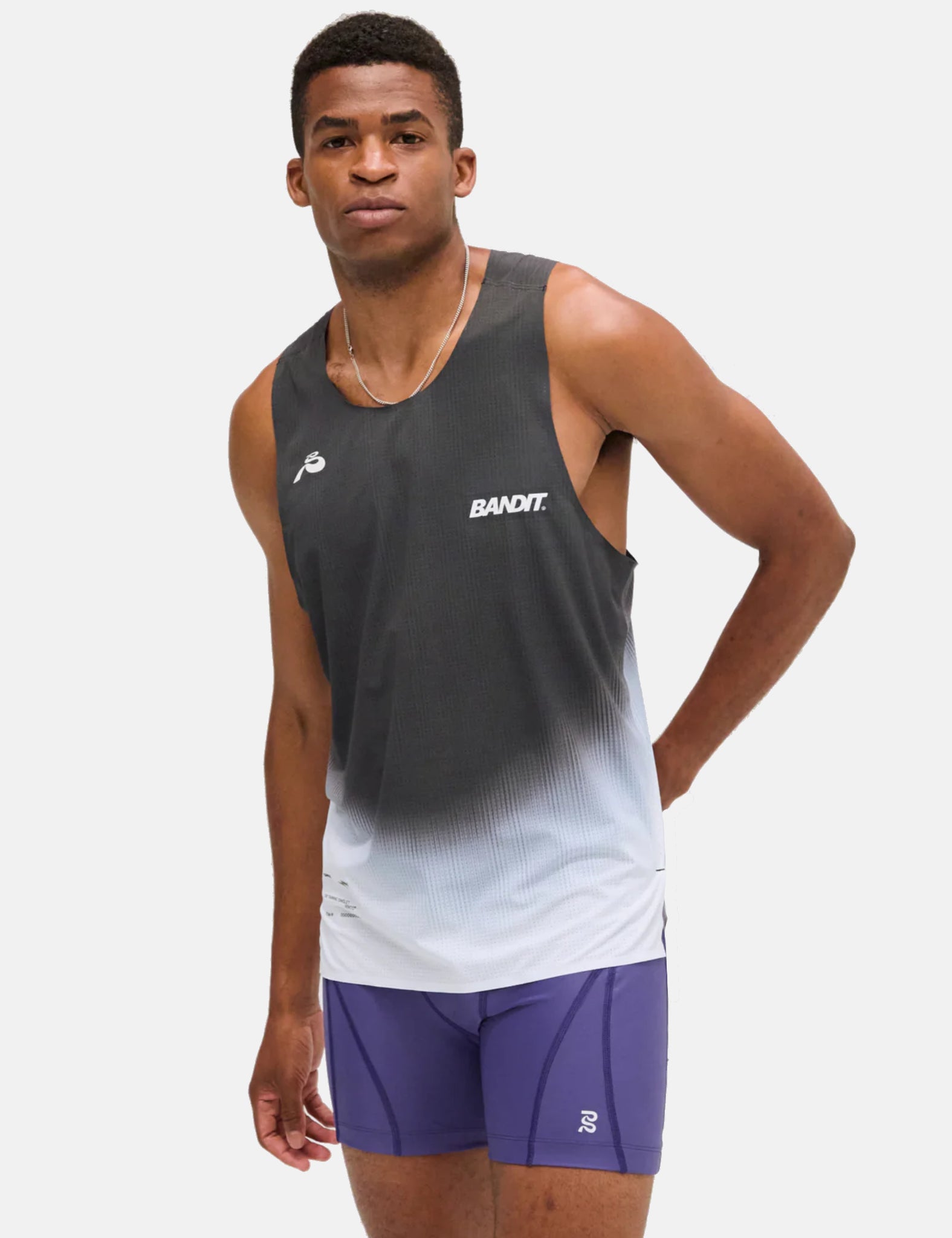 Bandit Vento Performance Singlet - Black w/ Chalk Gradient