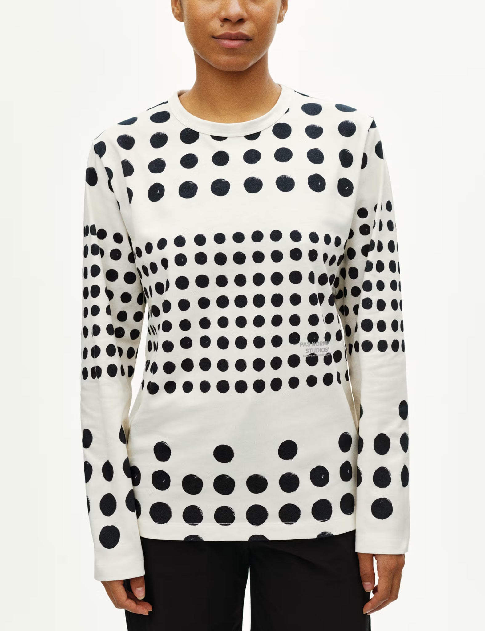 Pas Normal Studios Off-Race Long Sleeve Spots T-Shirt (Cotton Tech) - Off White