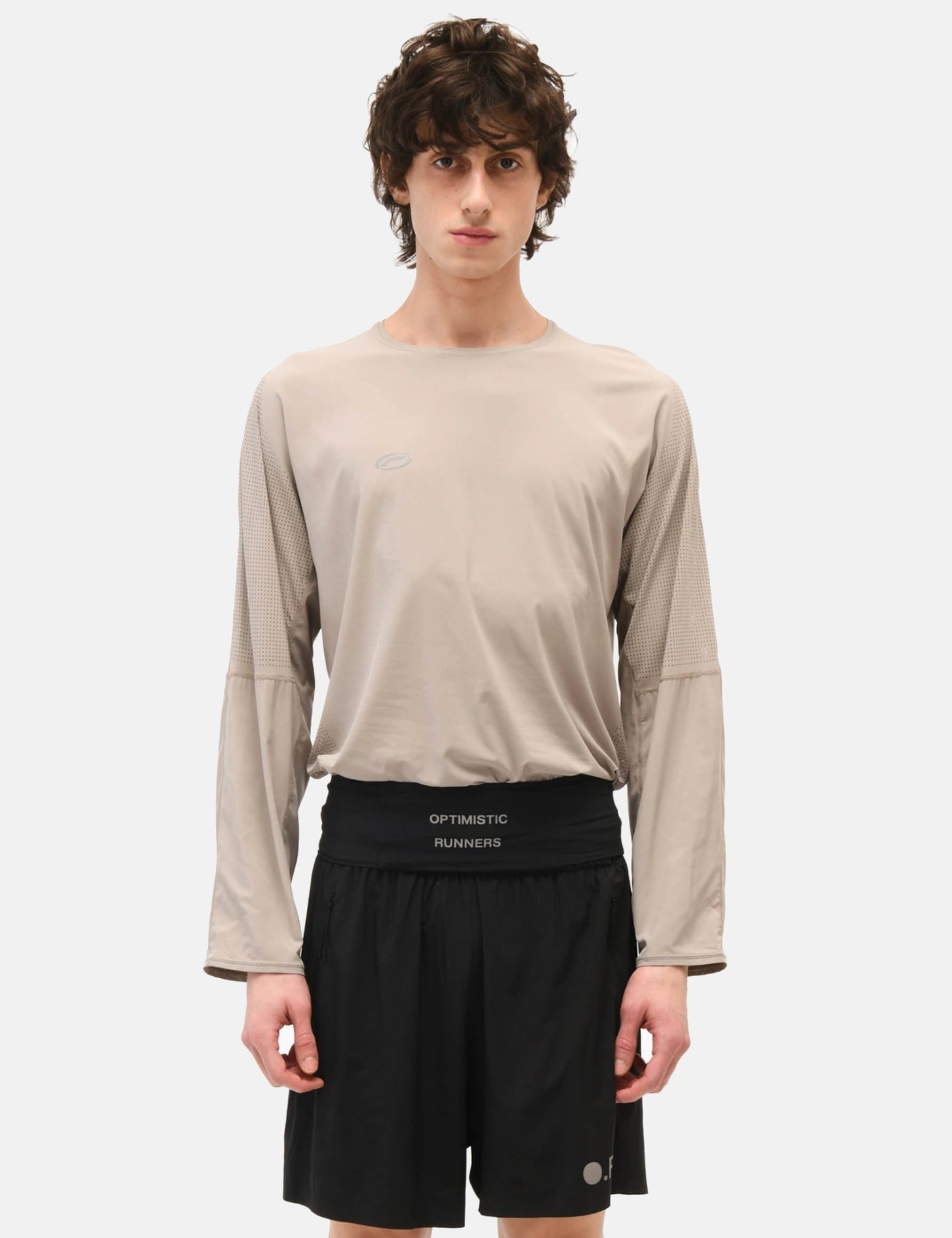 Optimistic Runners Perforated LS T-Shirt Camel