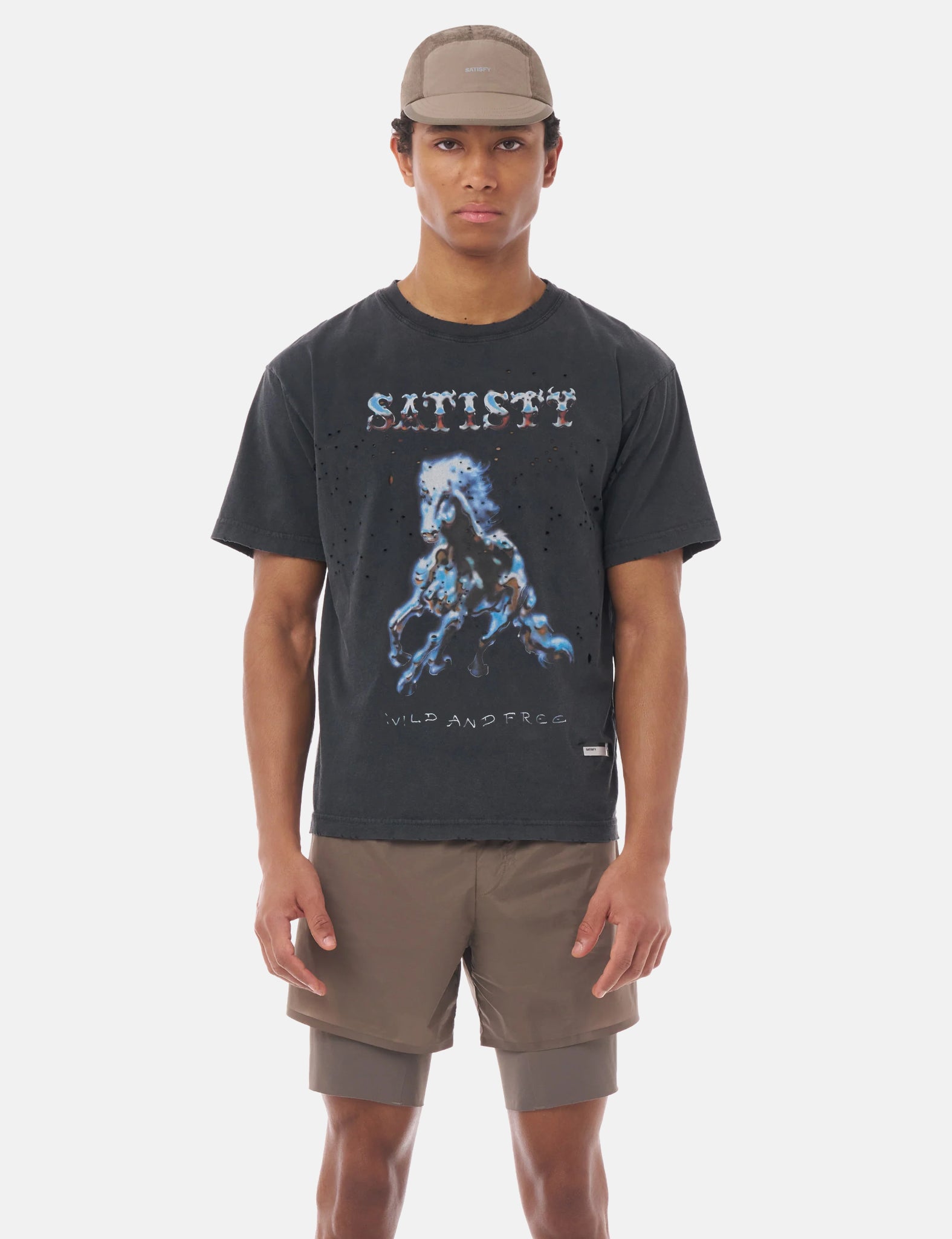 Satisfy MothTech T-Shirt (Horse) - Aged Black