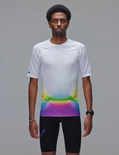 Soar Running Men's Race T-Shirt - White/Summer Rainbow