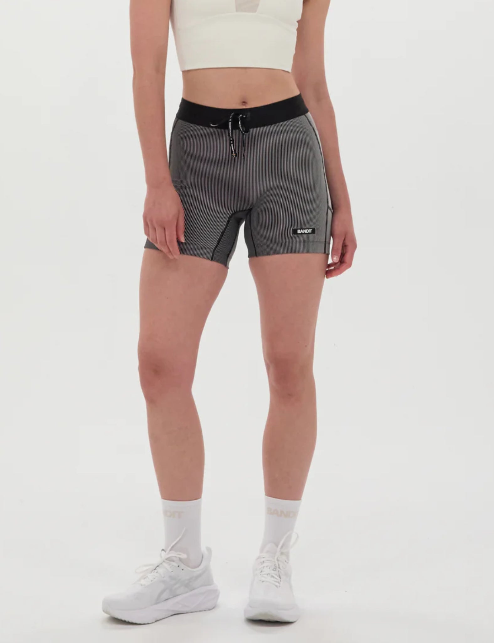 Bandit Women's Striped Cadence 5" Compression - Black w/ Chalk