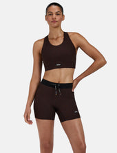 Bandit Women's Striped Cadence™ Longline Bra - Cacao Brown/Black