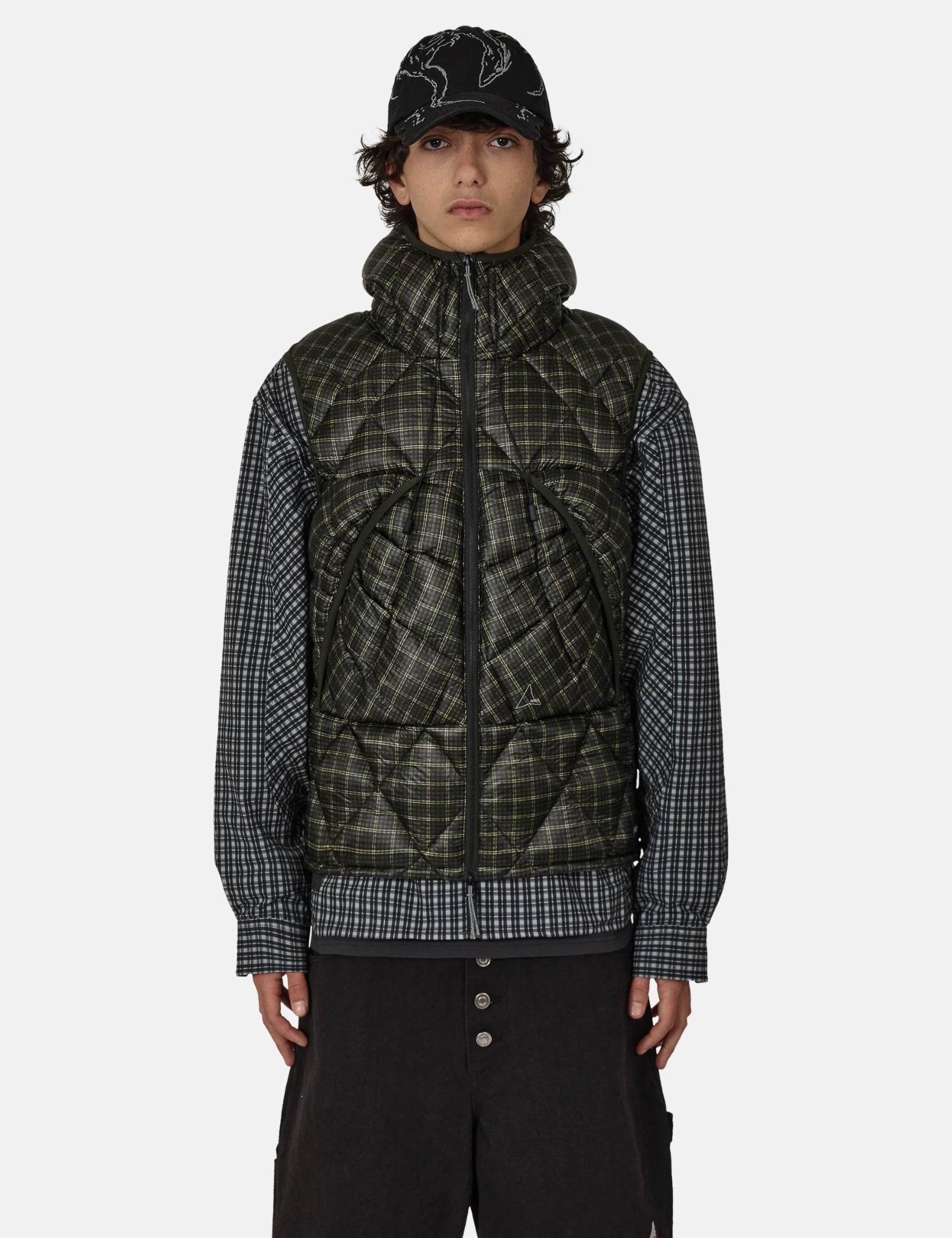 ROA Nuna 600 Fill Power Check Hooded Down Vest - Anthracite Grey