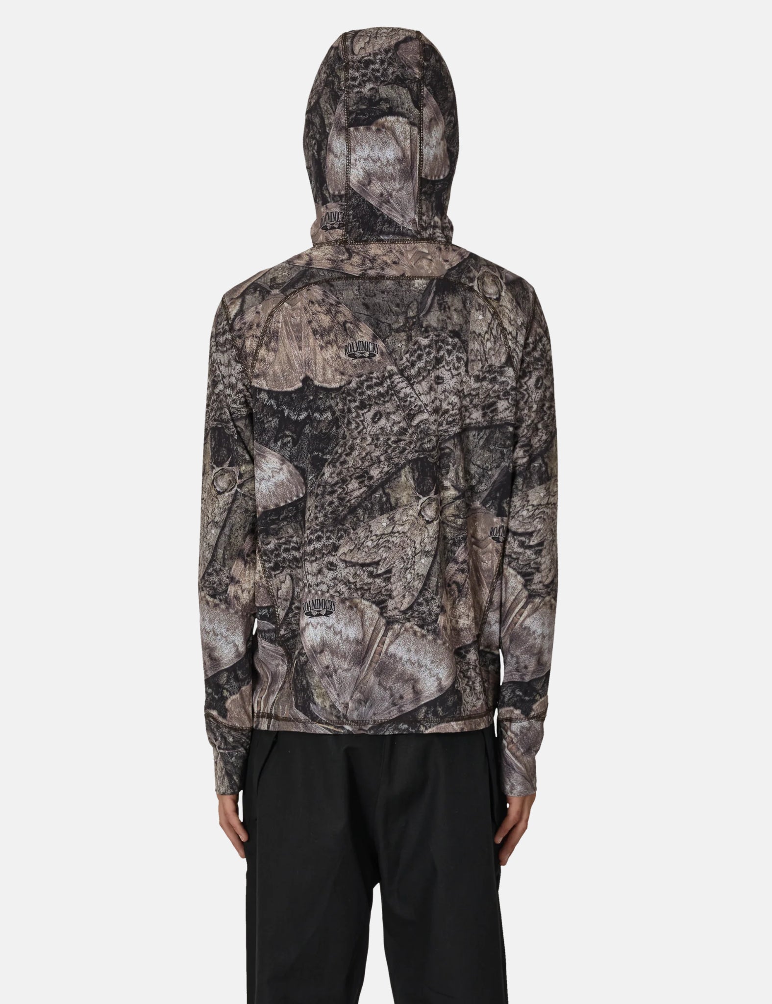 ROA Lio Baselayer Moth Print Long Sleeve Hoodie - Brown — Benchmark